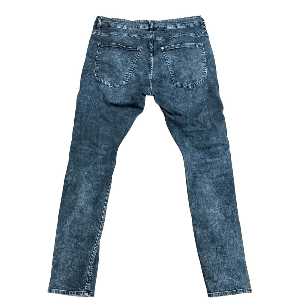 H&M Divided Men's Blue Acid Wash Skinny Moto Biker Jeans 38X32 - Picture 2 of 7